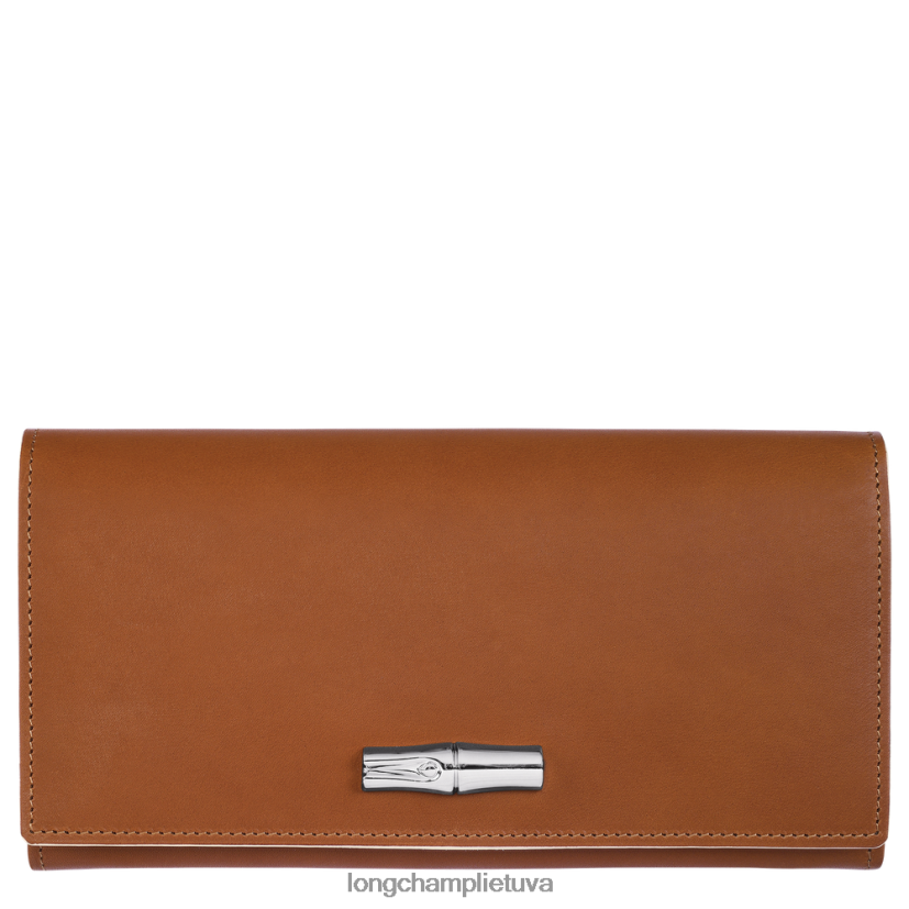 Longchamp roseau kontinentinė piniginė konjako moterys odos gaminiai X6B2TB594